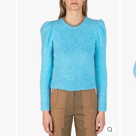 Derek Lam 10 Crosby Locken Puff Sleeve Sweater in Light Blue Alpaca Sz S - Picture 1 of 12